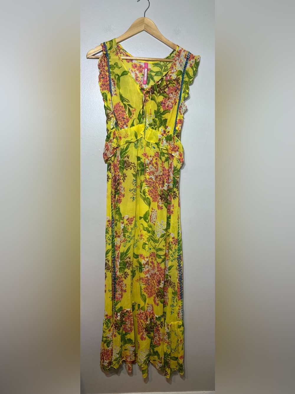 Anthropologie Tracey Reese Silk Sheer Yellow Floral Maxi Dress Women’s size S - Picture 3 of 9